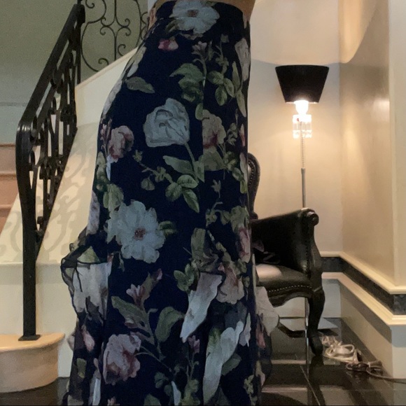 Alice and Olivia Navy Floral Maxi Skirt - Picture 2 of 4